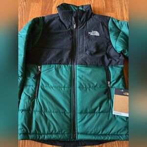 Boys YLG L 14/16 The North Face Jacket NWT Green Black  Balanced Rock Winter
